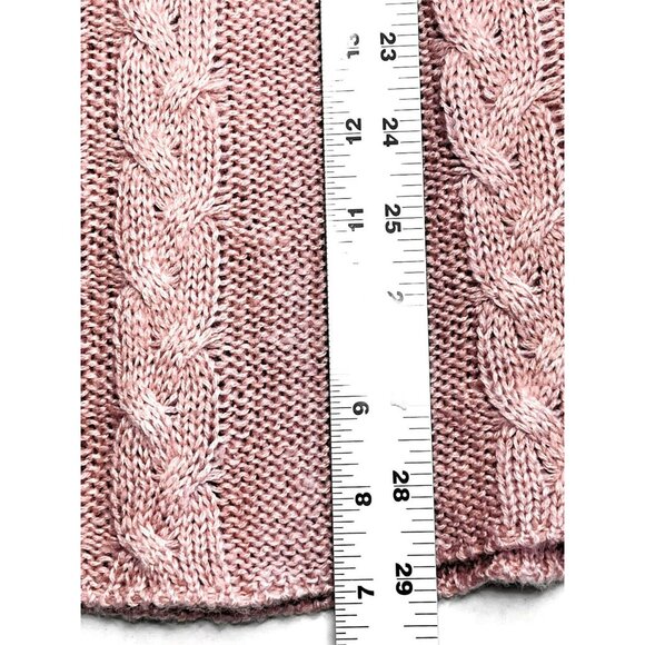 Womens Cable Knit Sweater Tunic Cowl Neck XL Oversized Slouchy Cozy Pink - Picture 6 of 13
